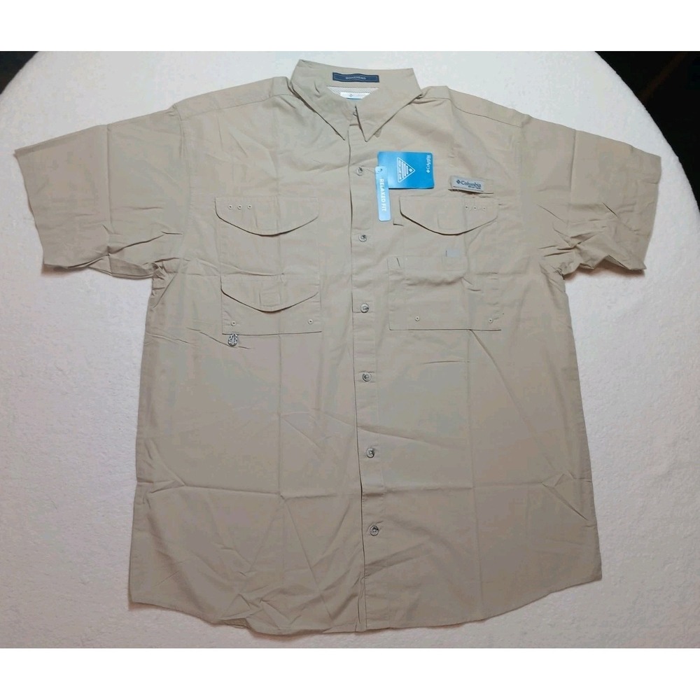 COLUMBIA MEN'S BONEHEAD SHORT SLEEVE SHIRT - SIZE: MEN L - FOSSIL